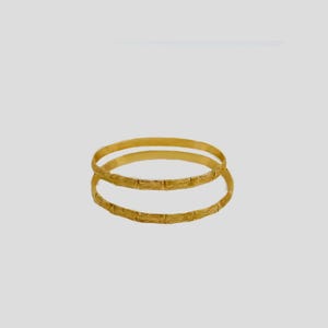 Vintage 1980s Bamboo Bangles | 1/20 14K Gold-Filled Handcrafted Pair image 3