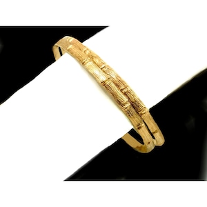Vintage 1980s Bamboo Bangles | 1/20 14K Gold-Filled Handcrafted Pair image 1