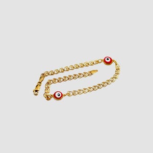 14K Gold Filled Evil Eye Fußkettchen: Herz-Gliederkette Schutz