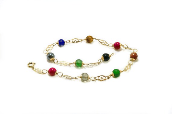 Vintage multicolor Beads anklet Bracelet / 11inch… - image 6