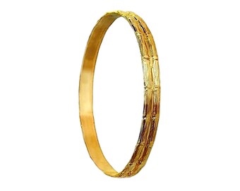 Vintage Unisex Rigid Bamboo Bangle Br Real Gold Fi 1/20 14K