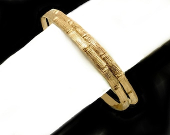 Paire de bracelets joncs vintage en bambou rempli d'or 14 carats
