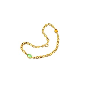 Topaz & Peridot Austrian Crystal Anklet: 14K Gold Filled, 10-Inch