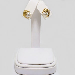 boucles d'oreilles vintage encombrantes 3D Dolphin Pearl Stud Boucles d'oreilles Dolphin Pearl 18K Gold Filled 15mm image 3