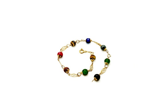 Vintage multicolor Beads anklet Bracelet / 11inch… - image 3