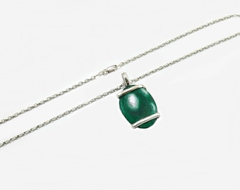 Collier classique avec pendentif en jade vert naturel de 18 pouces en argent sterling 925 authentique