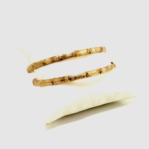 Vintage 1980s Bamboo Bangles | 1/20 14K Gold-Filled Handcrafted Pair image 10