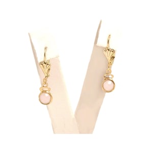 Girls Earrings Half inch Drop Dangle Rose Quartz  Lever back clasp 1/20 14k yellow Gold Filled
