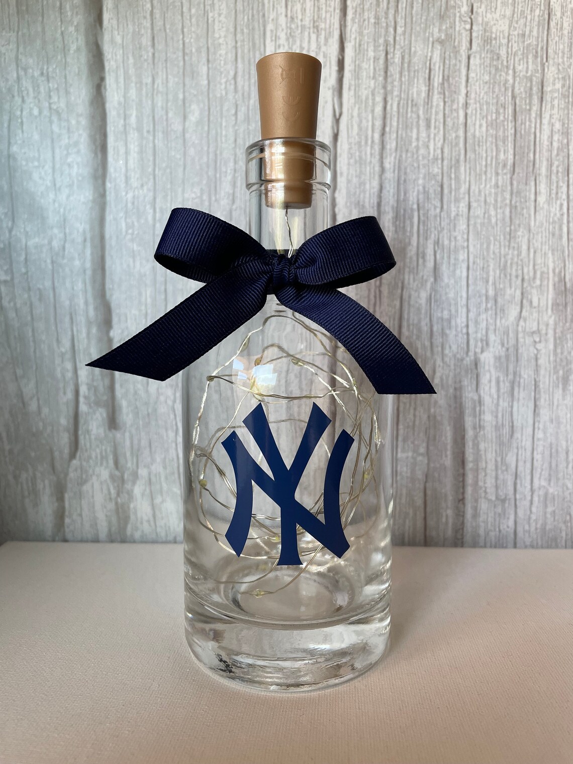 New York Yankees Lighted Bottle Yankees Fan Gift Etsy