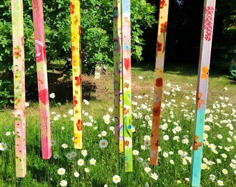 Garden stake # Garden stele # Garden ladies # Painted wooden post