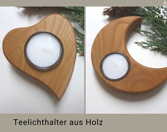Wooden tealight holder# wooden heart #wooden moon#