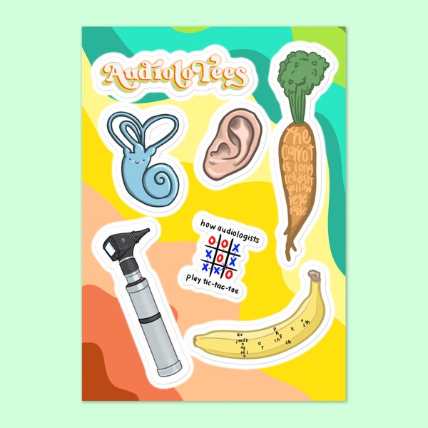 Audiology Sticker Sheet, Audiologist, Audiology Student, Audiology Gift, AuD Graduation Gift