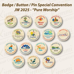 Customizable Button Pins / Badges – Special Convention 2025 - Pure Worship - Gift Special Convention - Gift JW