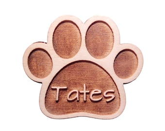 Iman de madera para nevera en forma de huella de perro / gato personalizable