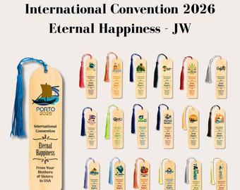 JW International Convention 2026 Bookmark "Eternal Happiness" – Handmade Wooden Bookmark – JW Gift