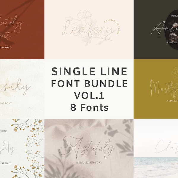 Single Line Font Bundle Vol. 1 - Cricut-Schrift, Silhouette-Schrift, Schreibschrift, Folienkiel-Schrift, Einzeilige-Schrift, CNC-Schrift, Gravur-Schrift