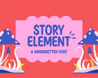 Digital Font Instant Download Story Element Commercial Use, Handwritten Font, Procreate Font, Cute Font, Kids Font, Canva Font, Cartoon Font