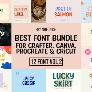 Beste lettertypebundel VOL 2- Cricut-lettertypen, Procreate-lettertypen, Canva-lettertypen, brandinglettertype, snijlettertypen, kinderlettertypen, lettertypen voor crafting