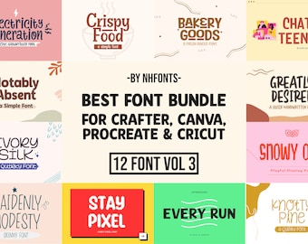 Best Font Bundle VOL 3- Cricut Fonts, Procreate Fonts, Canva Fonts, Cute Font, Cutting Fonts, Kids Fonts, Fonts for Crafting