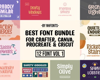 Best Font Bundle VOL 1- Cricut Fonts, Procreate Fonts, Canva Fonts, Branding Font, Cutting Fonts, Kids Fonts, Fonts for Crafting