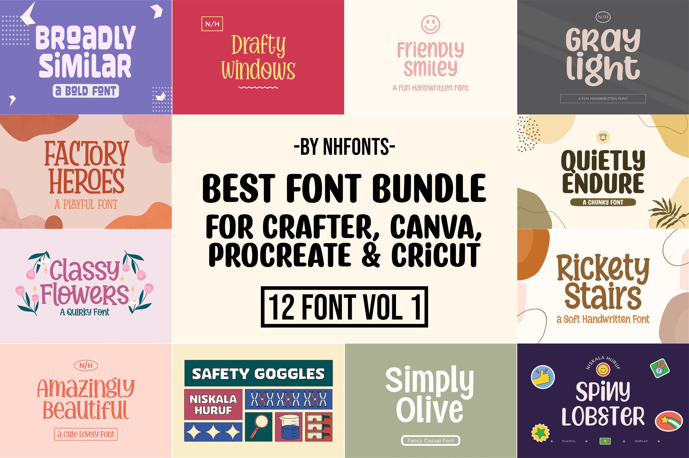 Best Font Bundle VOL 1 Cricut Fonts Procreate Fonts Canva - Etsy