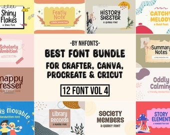 Best Font Bundle VOL 4- Cricut Fonts, Procreate Fonts, Canva Fonts, Branding Font, Cutting Fonts, Kids Fonts, Fonts for Crafting
