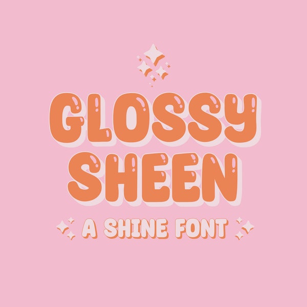 Digital Font Download Glossy Sheen Commercial Use, Fonts for Cricut, Cute Font, Shine Font, Canva Font, 3D Font, Layered Font, Groovy Font