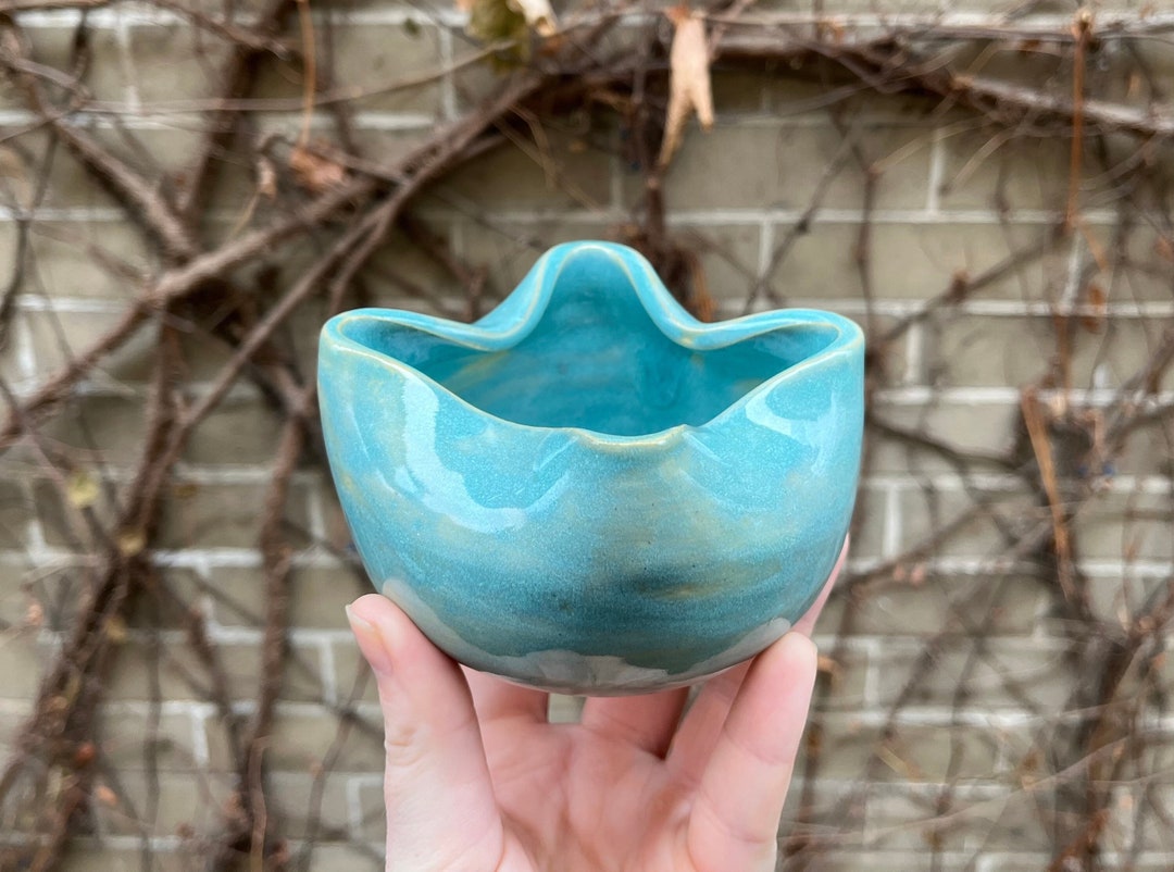 Four Point Rim Blue Vase Stout Ceramic Stoneware Clay Vase Etsy