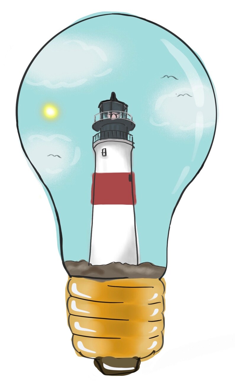 Three Lighthouse Bulbs A4 Print Etsy UK