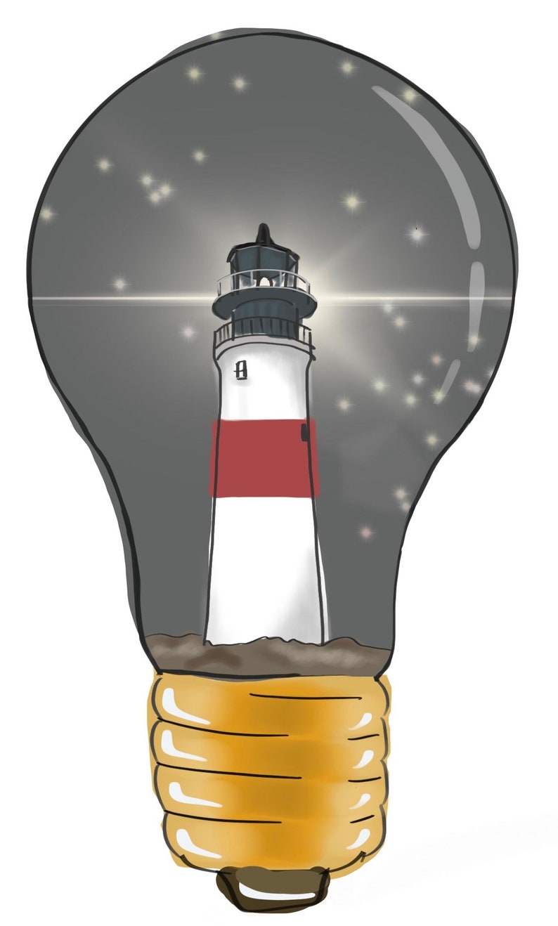 Three Lighthouse Bulbs A4 Print Etsy