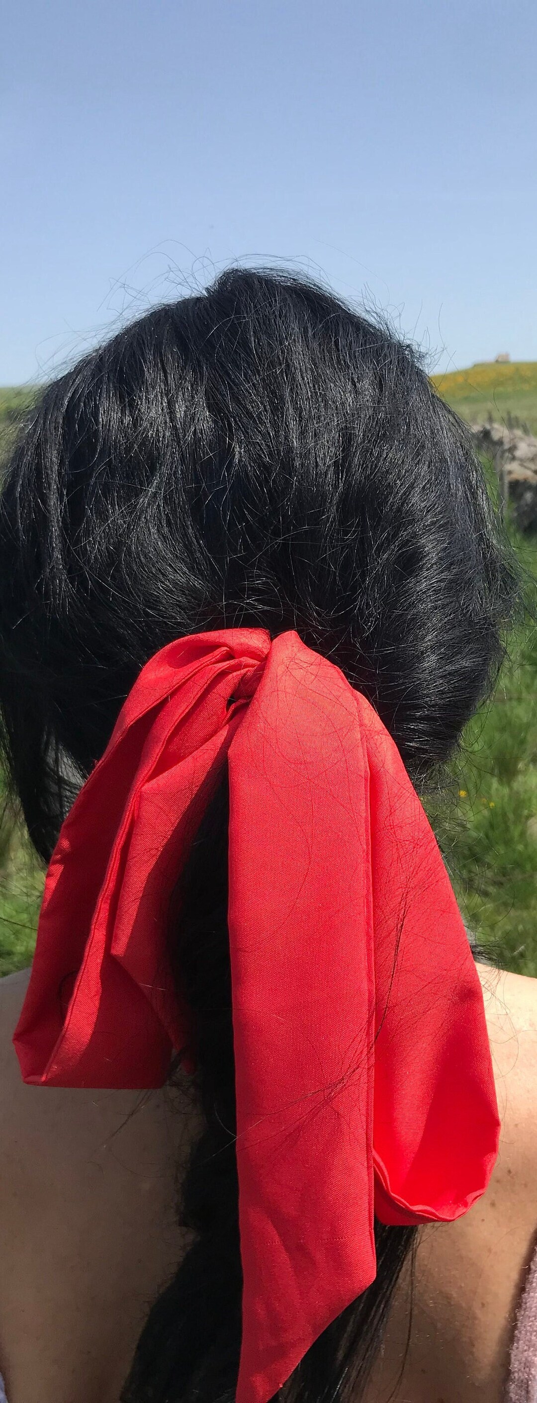 Long Fine Hair Scarf RED Lavalliere Tie Etsy
