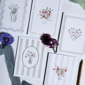 Floral Note Cards Set of 5 C6 Blank Greeting Cards for All Occasions  Botanical Card Pack Stationery Gifts watercolour greeting card set