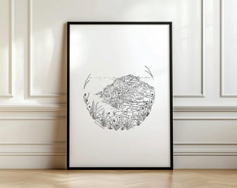 Giants Causeway Northern Ireland Illustration Art Print