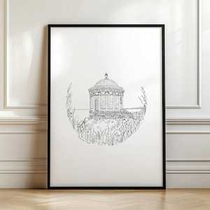 Mussendem Temple Illustration Art Print-Downhill Demesne, Northern Ireland