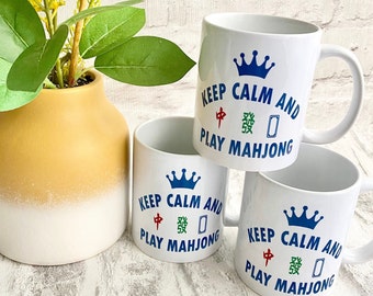 Mahjong gift mug, Chinese theme gift, Mahjong player present, Chinese House warming gift, Chinese friend gifts, keep calm play mahjong