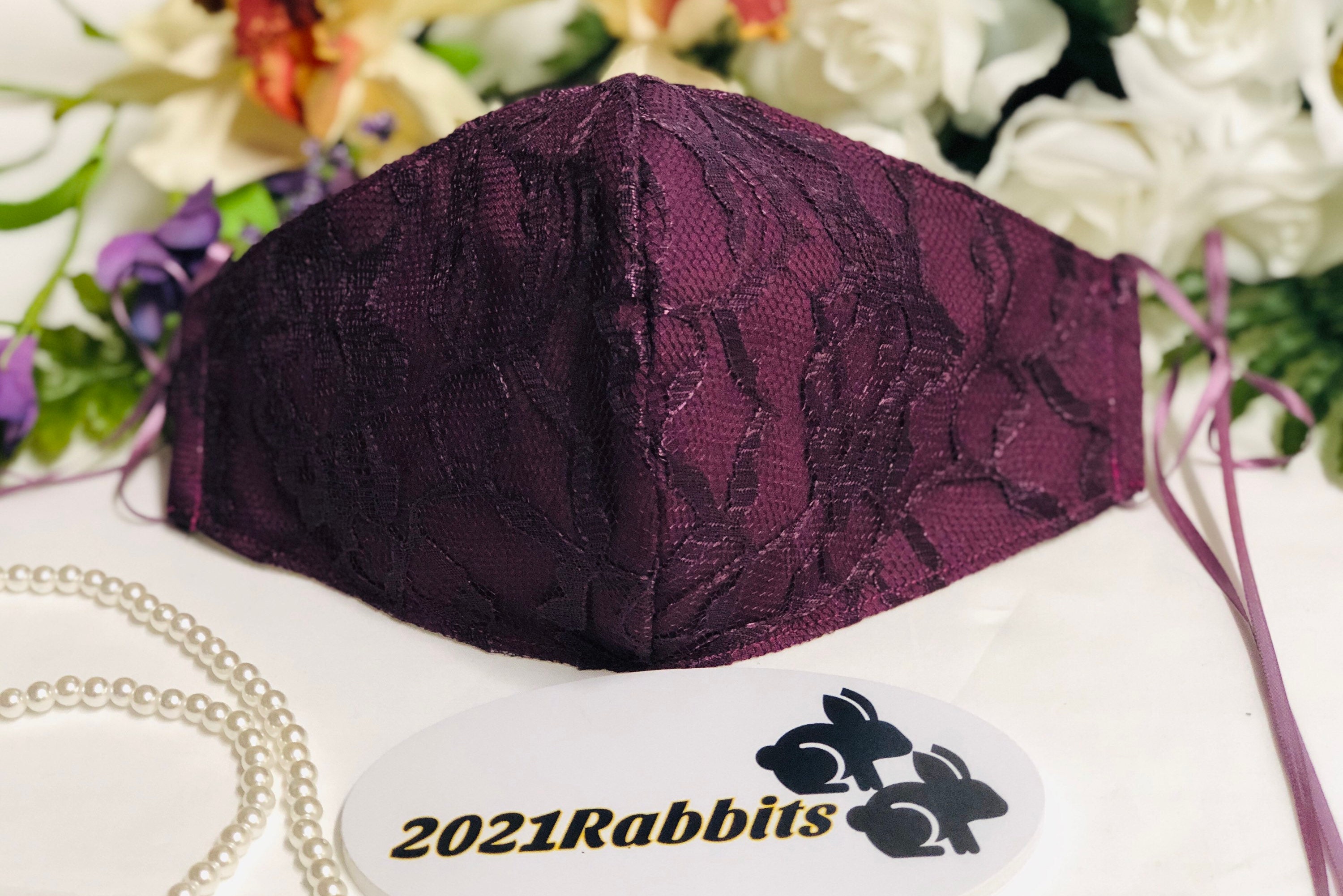 Eggplant Mask Dark Purple Mask Aubergine Mask with lace Etsy