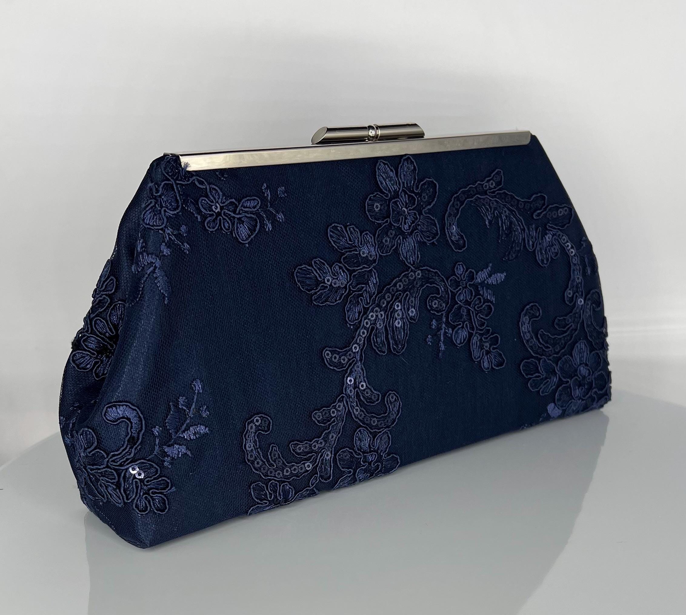 Navy Silver Clutch