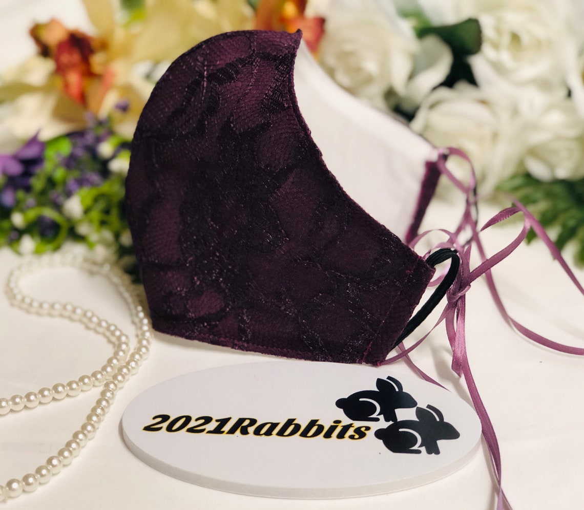 Eggplant Mask Dark Purple Mask Aubergine Mask with lace Etsy