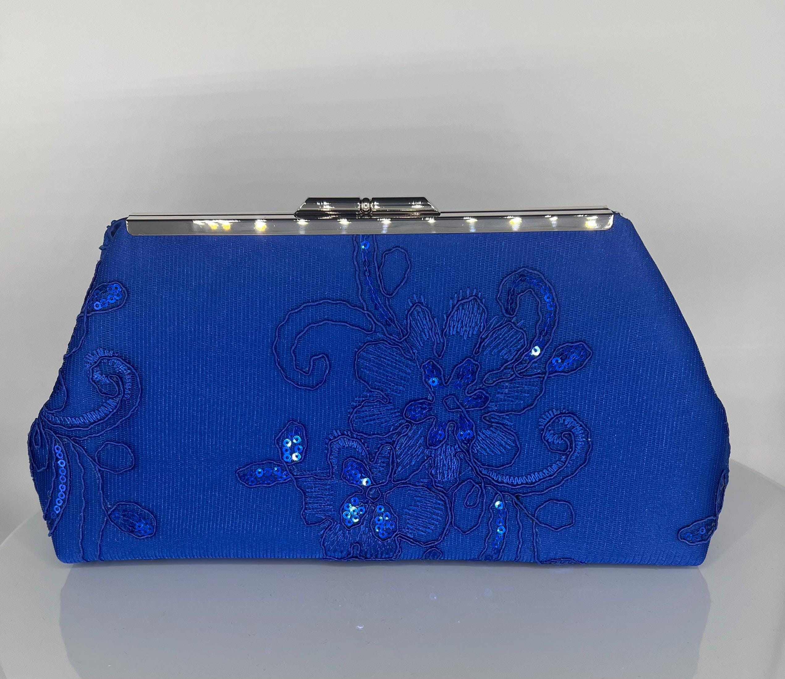 Elegant Blue Satin Clutch with Silver Accent H9c40283d7a394fa8ba14857607cca  main image 4