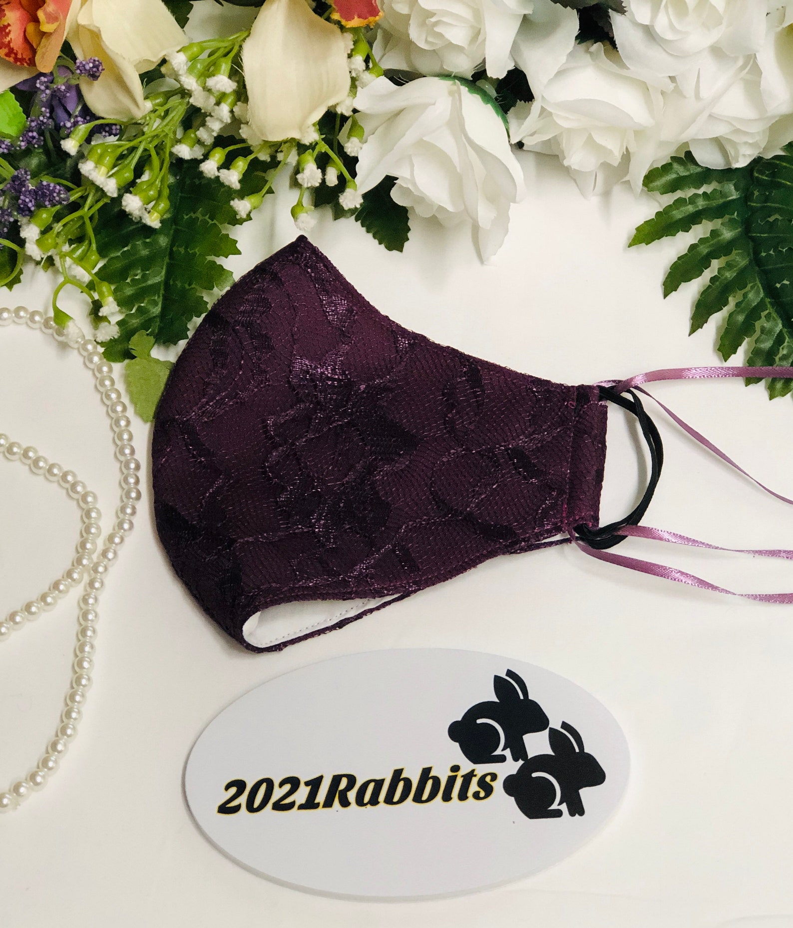 Eggplant Mask Dark Purple Mask Aubergine Mask with lace Etsy