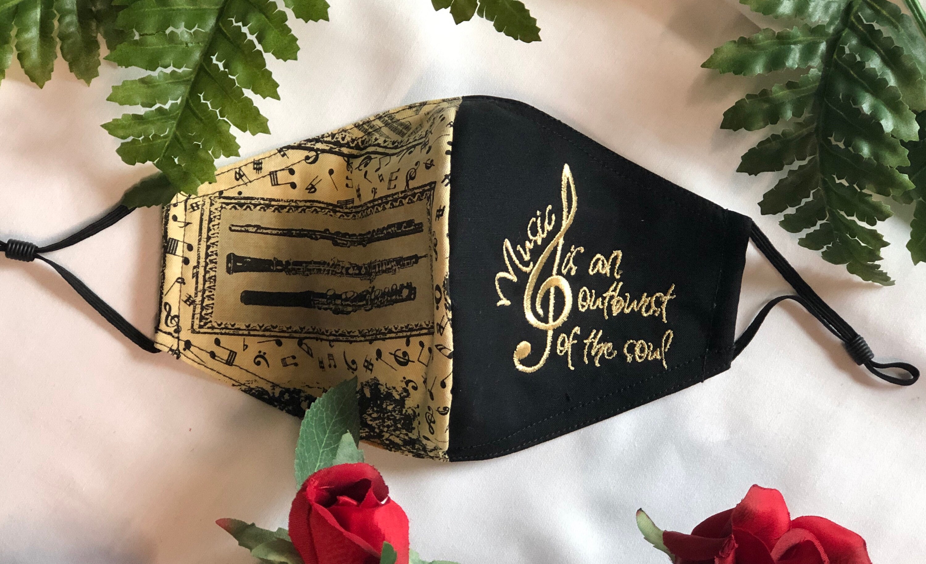 Woodwind Music Face Mask with Flute Oboe and 100 Etsy