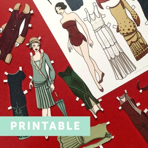 DIGITAL DOWNLOAD 1920's Retro Style Paper Doll Printable- 2 Sheets, 11 outfits and 2 dolls
