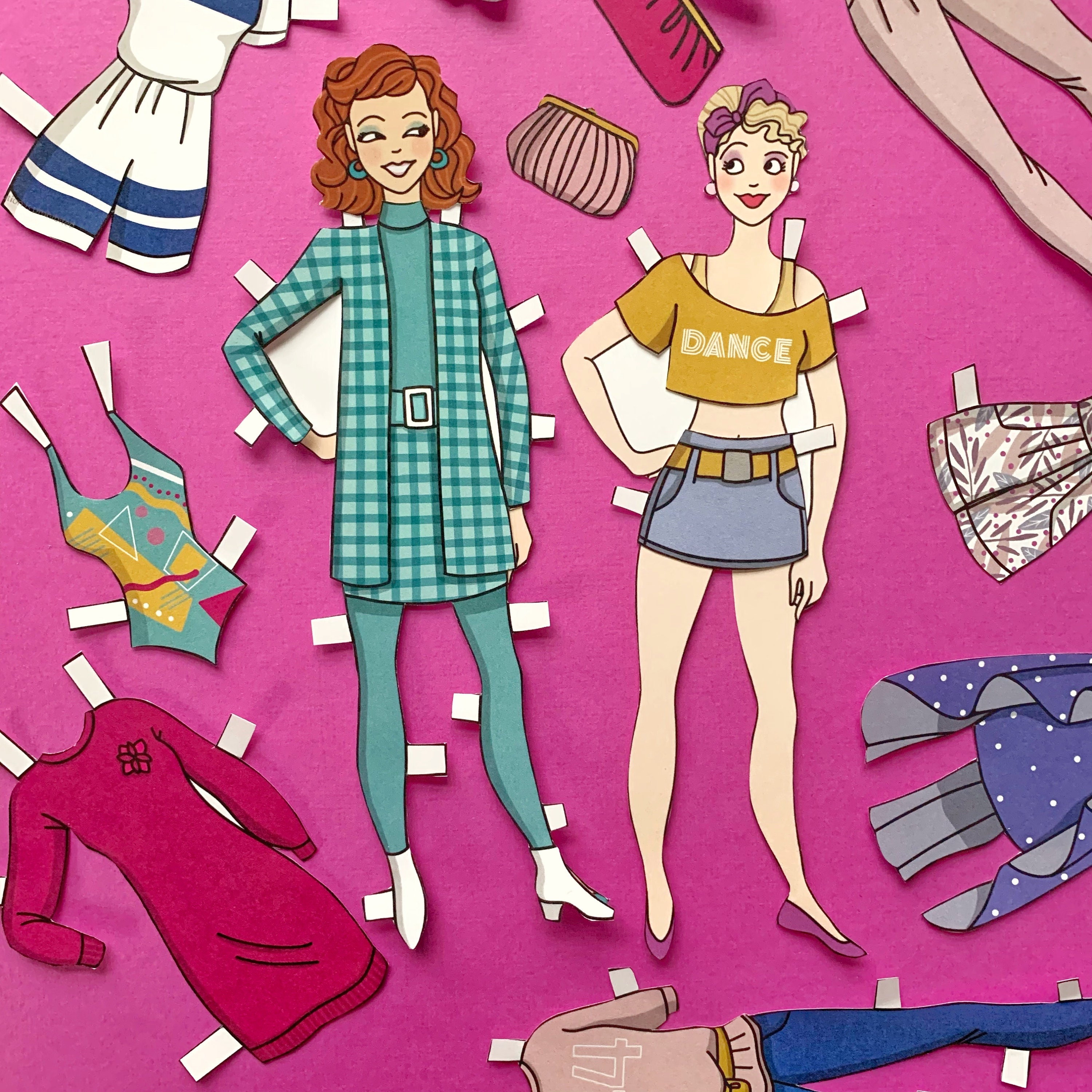 DIGITAL DOWNLOAD 1980's Retro Style Paper Doll Printable 2 Sheets, 11 ...