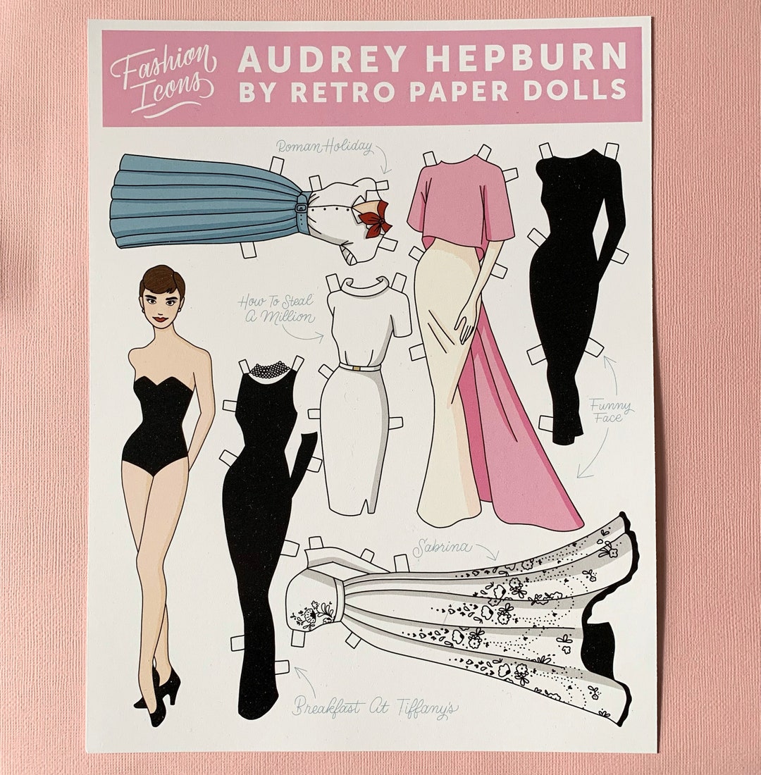 Audrey Hepburn Fashion Icon Paper Doll Set 1 Doll, 6 Outfits - Etsy