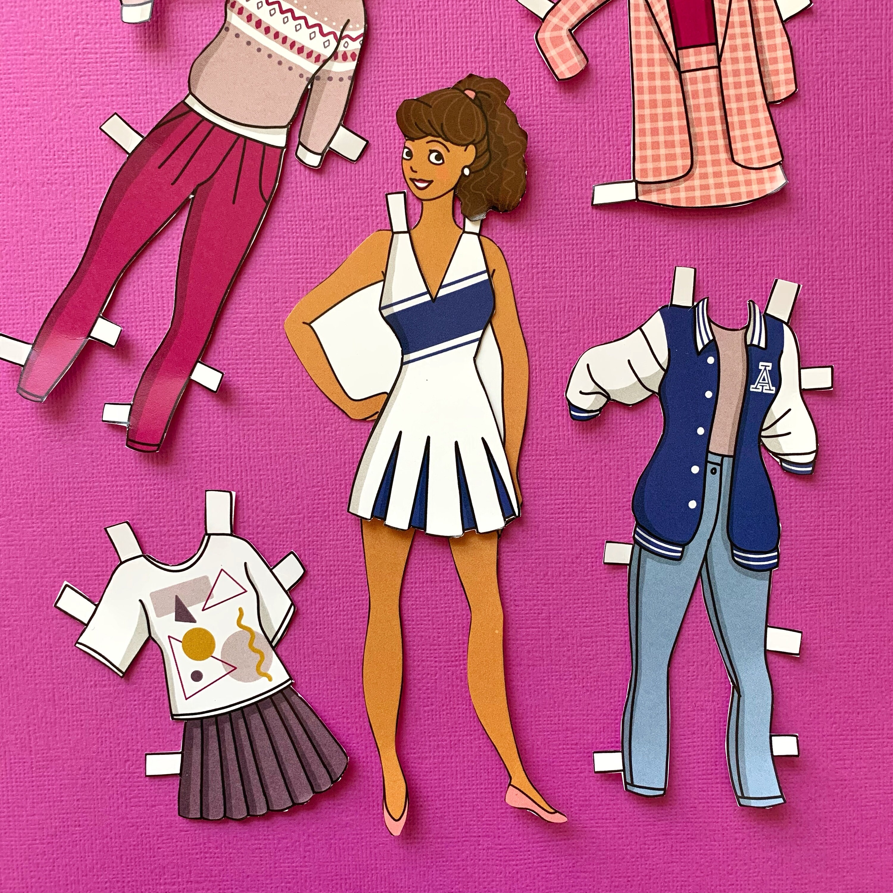 DIGITAL DOWNLOAD 1980's School Girl Retro Paper Doll Printable 1 Sheet