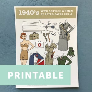 DIGITAL DOWNLOAD- 1940s WWII Service Women Retro Paper Dolls
