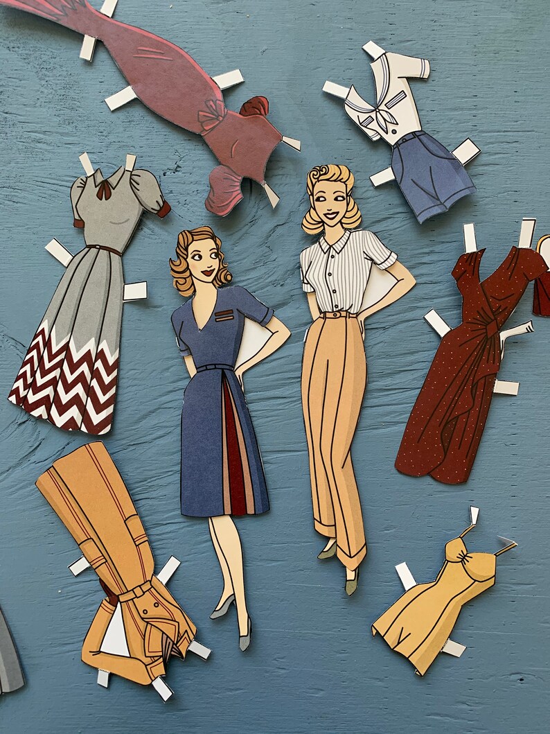 1940's Style Retro Paper Doll Printable 2 sheets 14 | Etsy