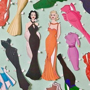 Gentlemen Prefer Blonds Movie Dorthy (Jane Russell) and Lorelei (Marilyn Monroe) Paper Dolls, 2 sheets, 2 dolls and 14 outfits