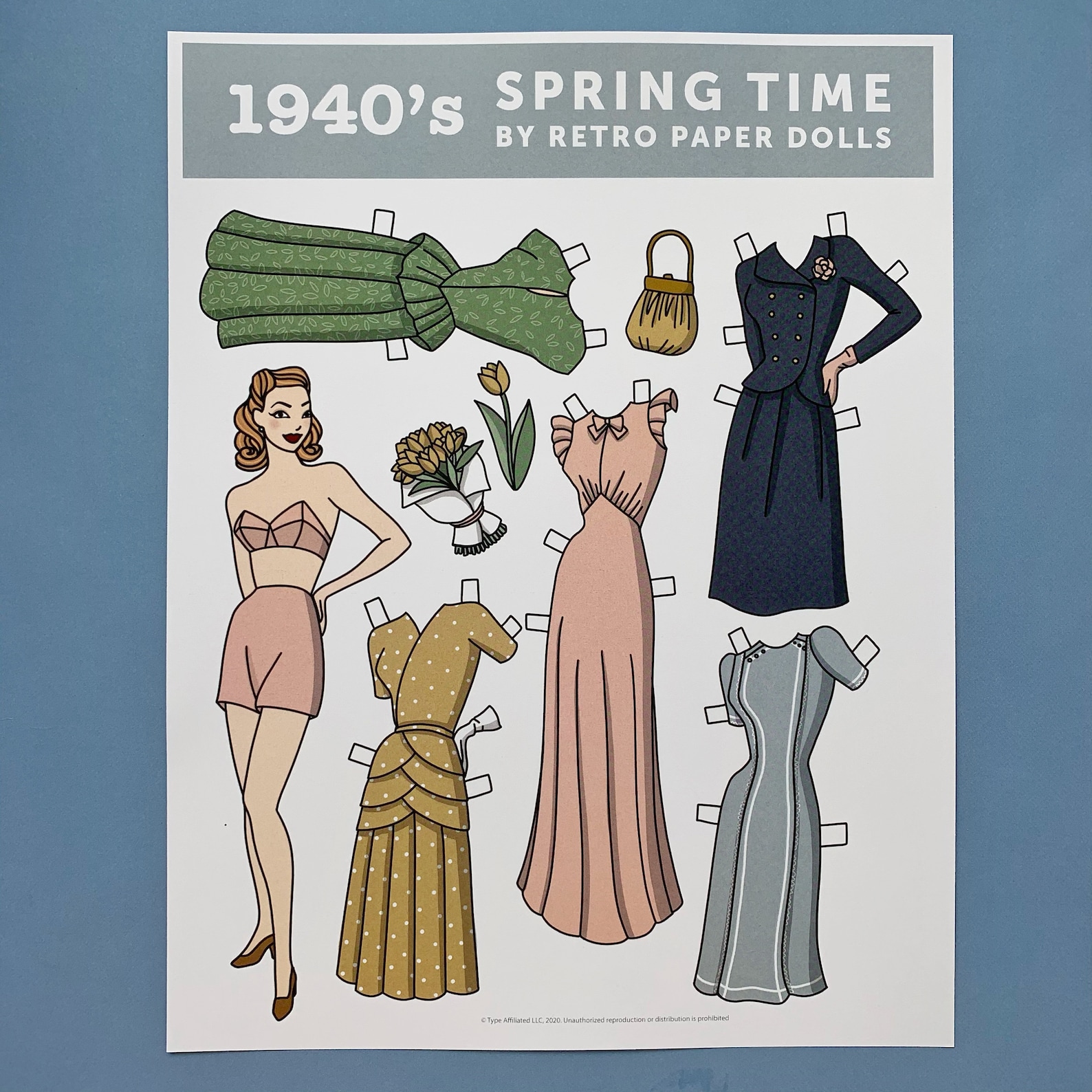 1940's Easter Retro Style Paper Doll Printable- 2 Sheets, 11 Outfits ...