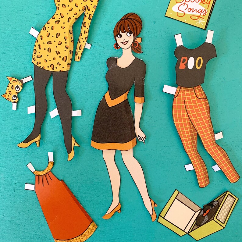 Retro Style 1960's Halloween Party Fashion Paper Doll One - Etsy